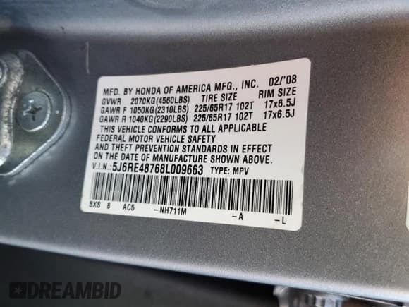 ✅ 2008 Honda CR-V EX-L • VIN: 5J6RE48768L009663 • Лот: 87477685. Опубликован ранее на Copart с пробегом 259 042 миль. Бесплатный доступ к архиву аукционных продаж из США и подробный отчёт об истории автомобиля на DreamBid. Изображение 14.