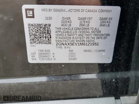 ✅ 2021 Chevrolet Equinox LS • VIN: 2GNAX5EV1M6121951 • Лот: 53313735. Опубликован ранее на Copart с пробегом 74 567 миль. Бесплатный доступ к архиву аукционных продаж из США и подробный отчёт об истории автомобиля на DreamBid. Изображение 13.