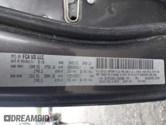 ✅ 2018 Dodge Journey SXT • VIN: 3C4PDCBG4JT503968 • Lot: 41673235. Listed on IAAI with 123,405 mi. Free auction sales archive from the USA and detailed vehicle history report at DreamBid. Image 9.