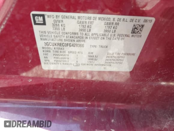 ✅ 2015 Chevrolet Silverado 1500 LT • VIN: 3GCUKREC0FG428366 • Лот: 42210969. Опубликован ранее на IAAI с пробегом 118 352 миль. Бесплатный доступ к архиву аукционных продаж из США и подробный отчёт об истории автомобиля на DreamBid. Изображение 9.