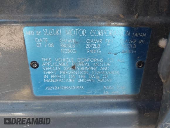 ✅ 2009 Suzuki SX4 Touring AWD • VIN: JS2YB417895101955 • Лот: 43474185. Опубликован ранее на IAAI с пробегом 185 997 миль. Бесплатный доступ к архиву аукционных продаж из США и подробный отчёт об истории автомобиля на DreamBid. Изображение 9.