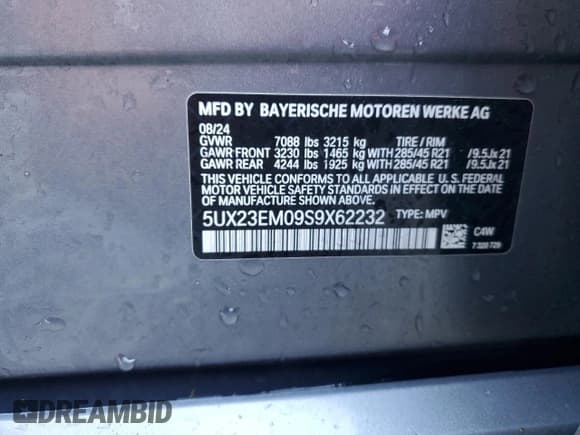 ✅ 2025 BMW X7 xDrive40i • VIN: 5UX23EM09S9X62232 • Лот: 86264735. Опубликован ранее на Copart с пробегом 23 969 миль. Бесплатный доступ к архиву аукционных продаж из США и подробный отчёт об истории автомобиля на DreamBid. Изображение 13.