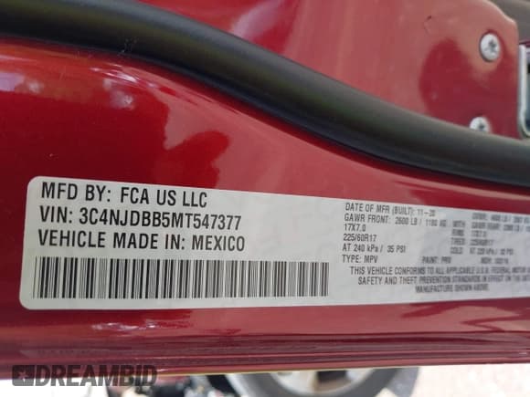 ✅ 2021 Jeep Compass Altitude • VIN: 3C4NJDBB5MT547377 • Lot: 42650103. Listed on IAAI with Not provided. Free auction sales archive from the USA and detailed vehicle history report at DreamBid. Image 9.