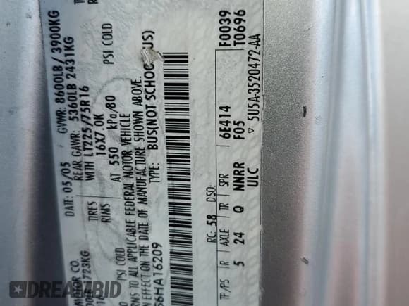 ✅ 2006 Ford Econoline Passenger XL • VIN: 1FBNE31L56HA16209 • Lot: 62672645. Listed on Copart with 273,422 mi. Free auction sales archive from the USA and detailed vehicle history report at DreamBid. Image 13.