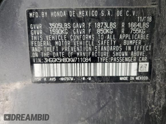 ✅ 2019 Honda Fit EX • VIN: 3HGGK5H80KM711084 • Лот: 90930455. Опубликован ранее на Copart с пробегом 63 772 миль. Бесплатный доступ к архиву аукционных продаж из США и подробный отчёт об истории автомобиля на DreamBid. Изображение 12.