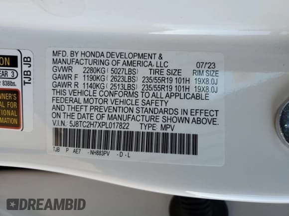 ✅ 2023 Acura RDX Advance • VIN: 5J8TC2H7XPL017822 • Lot: 41571114. Wystawiony na Copart z przebiegiem 2 274 mil. Bezpłatny archiwum sprzedaży aukcyjnych z USA i szczegółowy raport historii pojazdu na DreamBid. Zdjęcie 13.