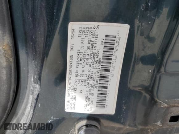 ✅ 1994 Toyota Previa LE • VIN: JT3AC12R7R1152088 • Лот: 73415754. Опубликован ранее на Copart с пробегом 250 962 миль. Бесплатный доступ к архиву аукционных продаж из США и подробный отчёт об истории автомобиля на DreamBid. Изображение 15.