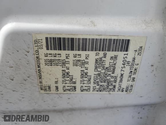 ✅ 2021 Nissan Rogue SV • VIN: 5N1AT3BA0MC754051 • Лот: 92398835. Опубликован ранее на Copart с пробегом 133 259 миль. Бесплатный доступ к архиву аукционных продаж из США и подробный отчёт об истории автомобиля на DreamBid. Изображение 13.