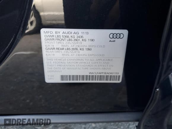 ✅ 2014 Audi Q5 Premium Plus • VIN: WA1LFAFP3EA060159 • Lot: 93506515. Listed on Copart with 110,220 mi. Free auction sales archive from the USA and detailed vehicle history report at DreamBid. Image 14.
