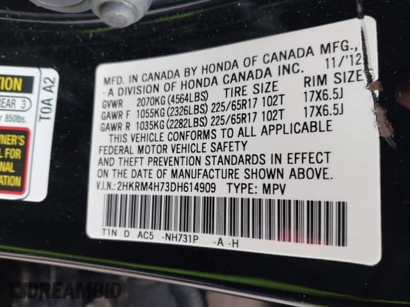 ✅ 2013 Honda CR-V EX-L • VIN: 2HKRM4H73DH614909 • Lot: 43802977. Listed on IAAI with 158,026 mi. Free auction sales archive from the USA and detailed vehicle history report at DreamBid. Image 9.