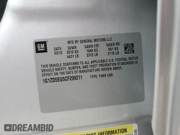 ✅ 2012 Chevrolet Malibu 2LT • VIN: 1G1ZD5EU5CF299211 • Lot: 59299734. Listed on Copart with 107,366 mi. Free auction sales archive from the USA and detailed vehicle history report at DreamBid. Image 14.