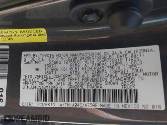 ✅ 2011 Toyota Tacoma PreRunner • VIN: 3TMJU4GN1BM124618 • Лот: 43269205. Опубликован ранее на IAAI с пробегом 202 883 миль. Бесплатный доступ к архиву аукционных продаж из США и подробный отчёт об истории автомобиля на DreamBid. Изображение 9.