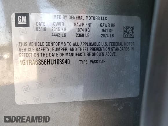 ✅ 2017 Chevrolet Volt LT • VIN: 1G1RA6S56HU103940 • Lot: 77565394. Wystawiony na Copart z przebiegiem 104 914 mil. Bezpłatny archiwum sprzedaży aukcyjnych z USA i szczegółowy raport historii pojazdu na DreamBid. Zdjęcie 12.