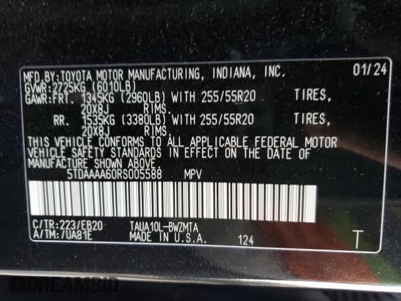 ✅ 2024 Lexus TX 350 • VIN: 5TDAAAA60RS005588 • Lot: 78417564. Wystawiony na Copart z przebiegiem 9 593 mil. Bezpłatny archiwum sprzedaży aukcyjnych z USA i szczegółowy raport historii pojazdu na DreamBid. Zdjęcie 13.