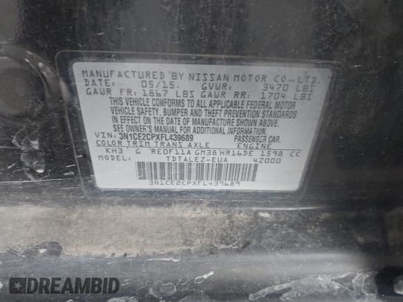 ✅ 2015 Nissan Note S Plus • VIN: 3N1CE2CPXFL439689 • Lot: 42686926. Listed on IAAI with 75,822 mi. Free auction sales archive from the USA and detailed vehicle history report at DreamBid. Image 9.