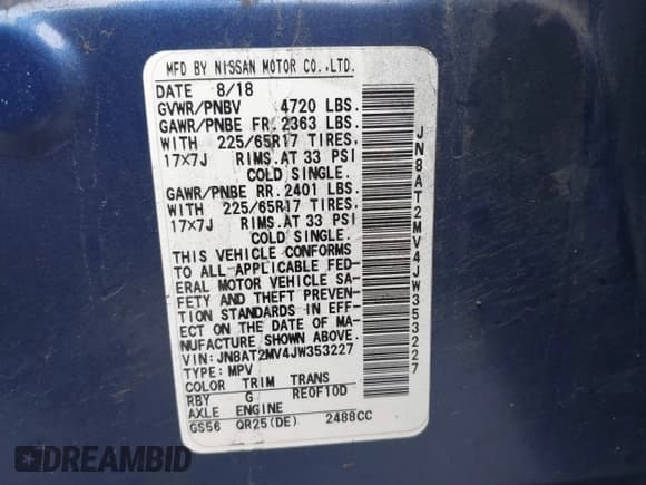 ✅ 2018 Nissan Rogue SV • VIN: JN8AT2MV4JW353227 • Lot: 43662115. Wystawiony na IAAI z przebiegiem 162 227 mil. Bezpłatny archiwum sprzedaży aukcyjnych z USA i szczegółowy raport historii pojazdu na DreamBid. Zdjęcie 9.
