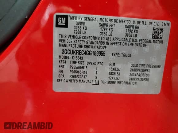 2016 Chevrolet Silverado 1500 LT with VIN 3GCUKREC4GG189955, listed as a Copart auction lot 90503345 with 37,911 mi miles and Salvage title. Bid and sale history available at DreamBid. Image 13.