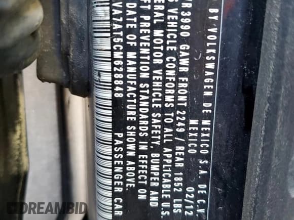 ✅ 2012 Volkswagen Beetle Turbo • VIN: 3VWVA7AT5CM628848 • Лот: 76992504. Опубликован ранее на Copart с пробегом Не указан. Бесплатный доступ к архиву аукционных продаж из США и подробный отчёт об истории автомобиля на DreamBid. Изображение 12.