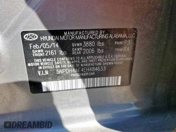 ✅ 2014 Hyundai Elantra SE • VIN: 5NPDH4AE4EH484633 • Lot: 91124995. Listed on Copart with 130,882 mi. Free auction sales archive from the USA and detailed vehicle history report at DreamBid. Image 12.