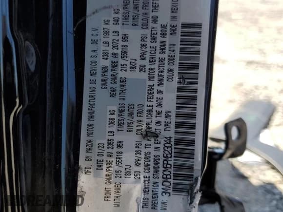 ✅ 2023 Mazda CX-30 S Preferred • VIN: 3MVDMBCM6PM523044 • Lot: 81230135. Wystawiony na Copart z przebiegiem 40 998 mil. Bezpłatny archiwum sprzedaży aukcyjnych z USA i szczegółowy raport historii pojazdu na DreamBid. Zdjęcie 13.