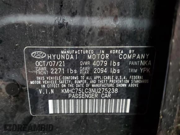 ✅ 2022 Hyundai Ioniq SE • VIN: KMHC75LC3NU275238 • Lot: 44424765. Wystawiony na Copart z przebiegiem 69 488 mil. Bezpłatny archiwum sprzedaży aukcyjnych z USA i szczegółowy raport historii pojazdu na DreamBid. Zdjęcie 12.