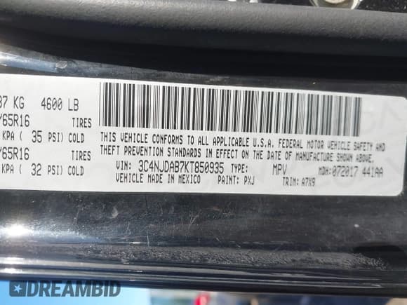 ✅ 2019 Jeep Compass Sport • VIN: 3C4NJDAB7KT850935 • Лот: 43434718. Опубликован ранее на IAAI с пробегом 101 226 миль. Бесплатный доступ к архиву аукционных продаж из США и подробный отчёт об истории автомобиля на DreamBid. Изображение 9.