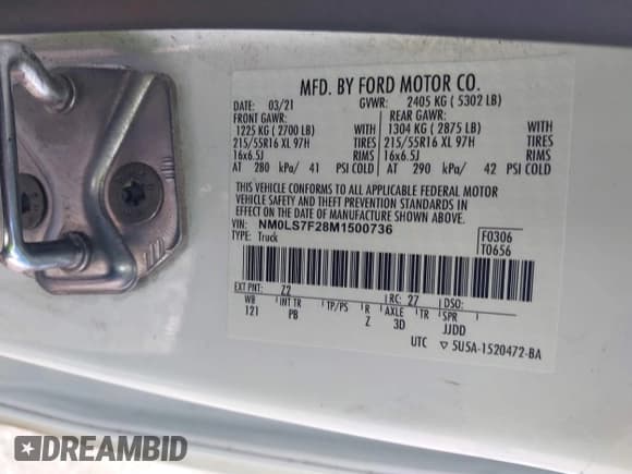 ✅ 2021 Ford Transit Connect XLT • VIN: NM0LS7F28M1500736 • Lot: 43285417. Wystawiony na IAAI z przebiegiem 147 102 mil. Bezpłatny archiwum sprzedaży aukcyjnych z USA i szczegółowy raport historii pojazdu na DreamBid. Zdjęcie 9.