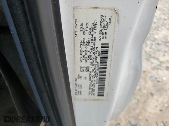 ✅ 1999 Toyota Tacoma • VIN: 4TAVL52N3XZ523937 • Lot: 66933295. Listed on Copart with 284,029 mi. Free auction sales archive from the USA and detailed vehicle history report at DreamBid. Image 12.