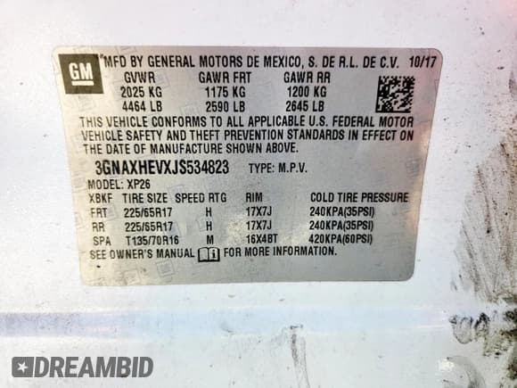 ✅ 2018 Chevrolet Equinox LS • VIN: 3GNAXHEVXJS534823 • Лот: 90801605. Опубликован ранее на Copart с пробегом 125 733 миль. Бесплатный доступ к архиву аукционных продаж из США и подробный отчёт об истории автомобиля на DreamBid. Изображение 13.