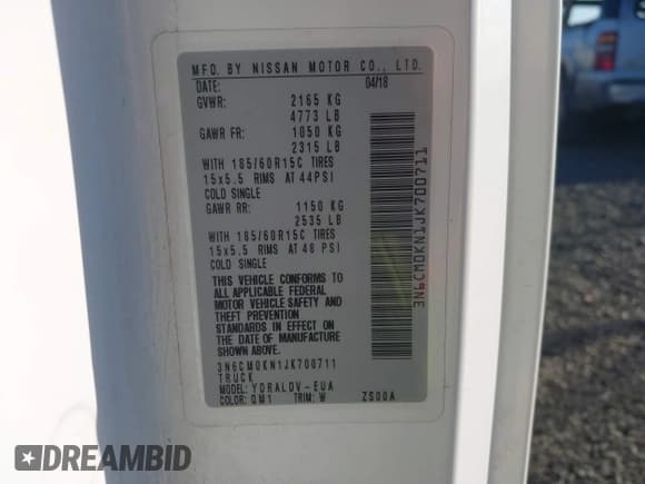 ✅ 2018 Nissan NV200 S • VIN: 3N6CM0KN1JK700711 • Lot: 41389539. Listed on IAAI with 183,934 mi. Free auction sales archive from the USA and detailed vehicle history report at DreamBid. Image 9.