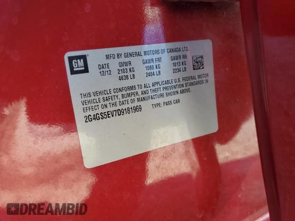 ✅ 2013 Buick Regal Turbo Premium 1 • VIN: 2G4GS5EV7D9181969 • Lot: 93542585. Listed on Copart with 47,493 mi. Free auction sales archive from the USA and detailed vehicle history report at DreamBid. Image 12.