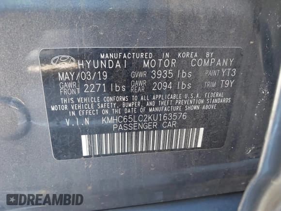 ✅ 2019 Hyundai Ioniq Blue • VIN: KMHC65LC2KU163576 • Lot: 41383179. Wystawiony na IAAI z przebiegiem 75 986 mil. Bezpłatny archiwum sprzedaży aukcyjnych z USA i szczegółowy raport historii pojazdu na DreamBid. Zdjęcie 9.