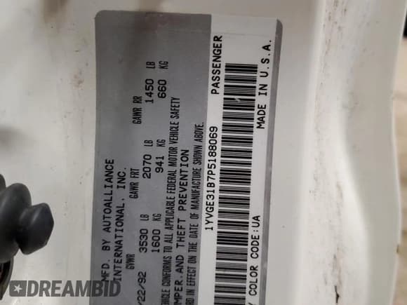 ✅ 1993 Mazda MX-6 • VIN: 1YVGE31B7P5188069 • Lot: 83470374. Wystawiony na Copart z przebiegiem 93 134 mil. Bezpłatny archiwum sprzedaży aukcyjnych z USA i szczegółowy raport historii pojazdu na DreamBid. Zdjęcie 12.