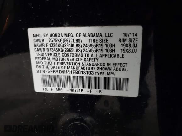 ✅ 2015 Acura MDX Technology • VIN: 5FRYD4H41FB018103 • Lot: 42468623. Listed on IAAI with 101,904 mi. Free auction sales archive from the USA and detailed vehicle history report at DreamBid. Image 9.