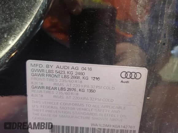 ✅ 2016 Audi Q5 Premium Plus • VIN: WA1L2AFPXGA142761 • Lot: 81722305. Wystawiony na Copart z przebiegiem 89 849 mil. Bezpłatny archiwum sprzedaży aukcyjnych z USA i szczegółowy raport historii pojazdu na DreamBid. Zdjęcie 14.