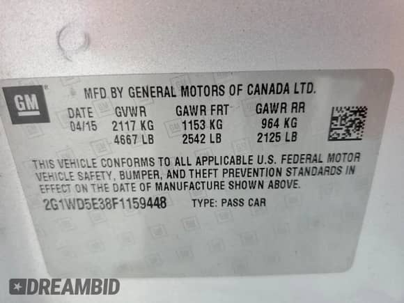 2015 Chevrolet Impala Police Police с VIN 2G1WD5E38F1159448, выставлен на аукционе Copart как лот 57712885 с пробегом 226 647 миль миль и Списание • Salvage title. История ставок и продаж доступна на DreamBid. Изображение 12.