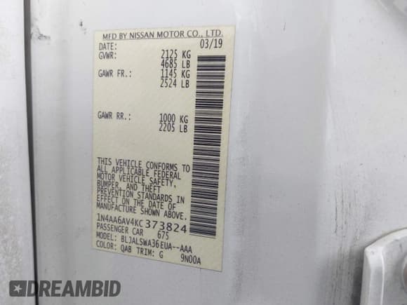 ✅ 2019 Nissan Maxima Platinum • VIN: 1N4AA6AV4KC373824 • Lot: 41657574. Wystawiony na IAAI z przebiegiem 68 995 mil. Bezpłatny archiwum sprzedaży aukcyjnych z USA i szczegółowy raport historii pojazdu na DreamBid. Zdjęcie 9.