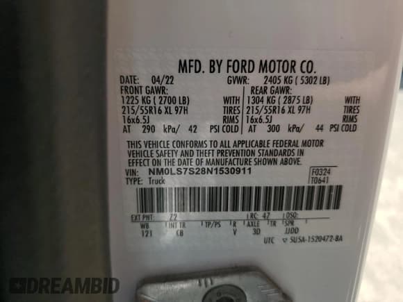 ✅ 2022 Ford Transit Connect XL • VIN: NM0LS7S28N1530911 • Lot: 57516255. Listed on Copart with 28,228 mi. Free auction sales archive from the USA and detailed vehicle history report at DreamBid. Image 13.