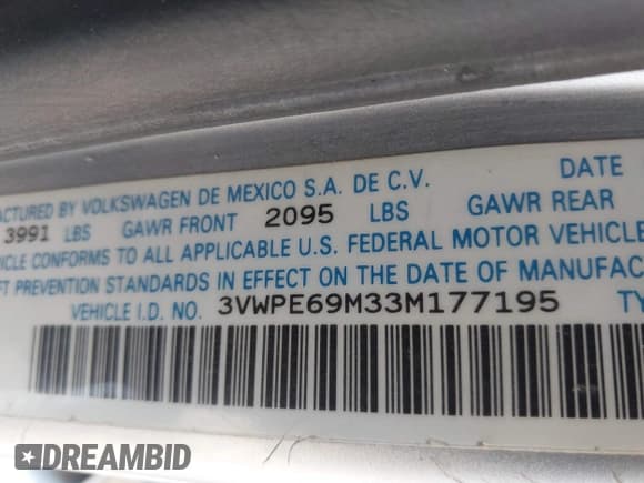 ✅ 2003 Volkswagen Jetta Wolfsburg Edition • VIN: 3VWPE69M33M177195 • Лот: 42272591. Опубликован ранее на IAAI с пробегом 198 754 миль. Бесплатный доступ к архиву аукционных продаж из США и подробный отчёт об истории автомобиля на DreamBid. Изображение 9.