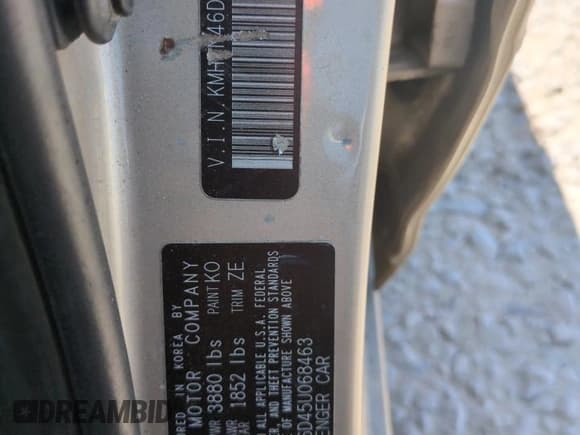 ✅ 2005 Hyundai Elantra GLS • VIN: KMHDN46D45U068463 • Lot: 60810135. Wystawiony na Copart z przebiegiem 248 016 mil. Bezpłatny archiwum sprzedaży aukcyjnych z USA i szczegółowy raport historii pojazdu na DreamBid. Zdjęcie 12.