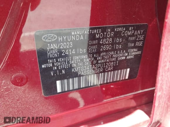 ✅ 2023 Genesis G70 2.0T • VIN: KMTG34TA2PU120811 • Lot: 42606414. Listed on IAAI with 11,731 mi. Free auction sales archive from the USA and detailed vehicle history report at DreamBid. Image 9.