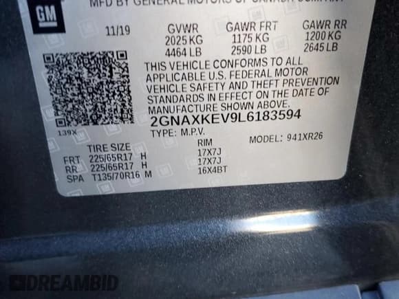 ✅ 2020 Chevrolet Equinox LT • VIN: 2GNAXKEV9L6183594 • Лот: 82423135. Опубликован ранее на Copart с пробегом 97 830 миль. Бесплатный доступ к архиву аукционных продаж из США и подробный отчёт об истории автомобиля на DreamBid. Изображение 13.