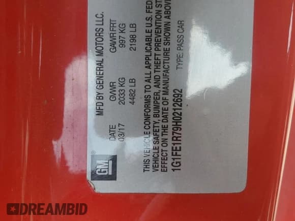 ✅ 2017 Chevrolet Camaro 1SS • VIN: 1G1FF1R71H0151562 • Лот: 54718255. Опубликован ранее на Copart с пробегом 62 752 миль. Бесплатный доступ к архиву аукционных продаж из США и подробный отчёт об истории автомобиля на DreamBid. Изображение 12.