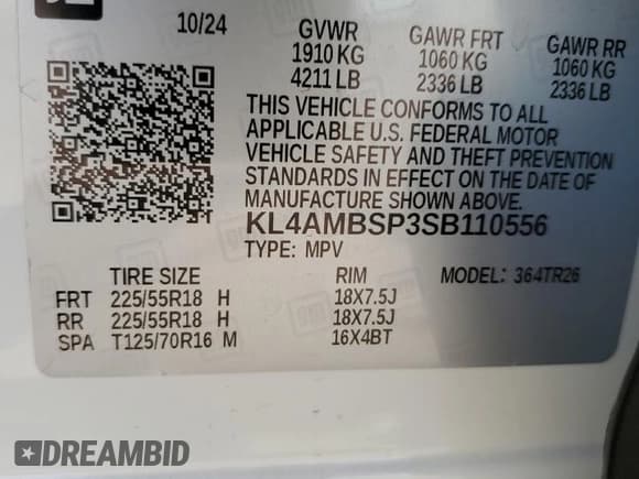 ✅ 2025 Buick Encore GX Preferred • VIN: KL4AMBSP3SB110556 • Lot: 54732505. Listed on Copart with 2,482 mi. Free auction sales archive from the USA and detailed vehicle history report at DreamBid. Image 13.