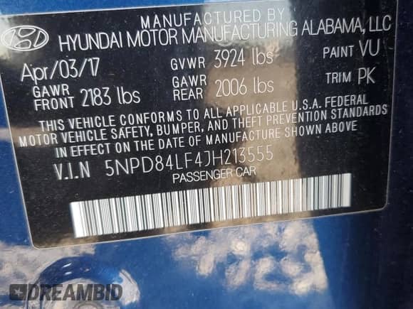 2018 Hyundai Elantra Value Edition with VIN 5NPD84LF4JH213555, listed as a Copart auction lot 84266955 with 71,179 mi miles and Salvage title. Bid and sale history available at DreamBid. Image 12.