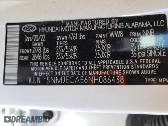 ✅ 2022 Hyundai Tucson Limited • VIN: 5NMJECAE6NH086438 • Lot: 77102094. Wystawiony na Copart z przebiegiem 26 218 mil. Bezpłatny archiwum sprzedaży aukcyjnych z USA i szczegółowy raport historii pojazdu na DreamBid. Zdjęcie 13.