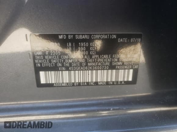 ✅ 2019 Subaru Impreza Premium • VIN: 4S3GKAD62K3600730 • Лот: 92015495. Опубликован ранее на Copart с пробегом 32 169 миль. Бесплатный доступ к архиву аукционных продаж из США и подробный отчёт об истории автомобиля на DreamBid. Изображение 13.