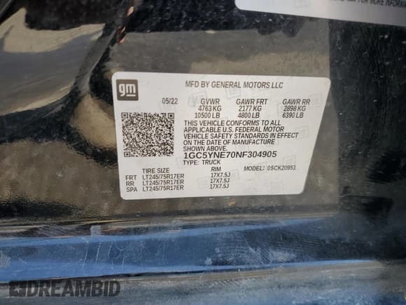 ✅ 2022 Chevrolet Silverado 2500HD LT • VIN: 1GC5YNE70NF304905 • Лот: 51799635. Опубликован ранее на Copart с пробегом 125 470 миль. Бесплатный доступ к архиву аукционных продаж из США и подробный отчёт об истории автомобиля на DreamBid. Изображение 12.