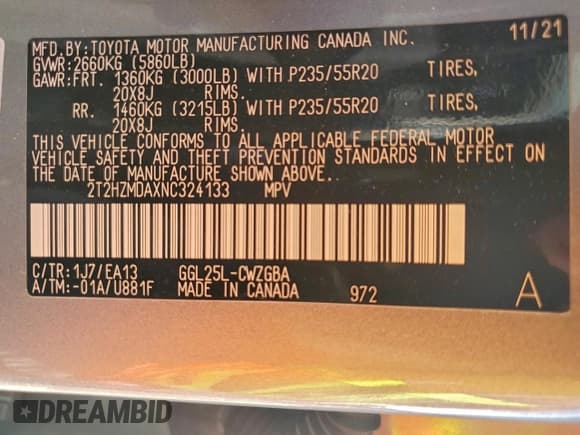 ✅ 2022 Lexus RX 350 • VIN: 2T2HZMDAXNC324133 • Lot: 91471065. Listed on Copart with 74,518 mi. Free auction sales archive from the USA and detailed vehicle history report at DreamBid. Image 14.