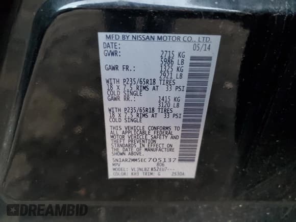 ✅ 2014 Nissan Pathfinder SV • VIN: 5N1AR2MM5EC705137 • Lot: 93658215. Wystawiony na Copart z przebiegiem 130 722 mil. Bezpłatny archiwum sprzedaży aukcyjnych z USA i szczegółowy raport historii pojazdu na DreamBid. Zdjęcie 13.